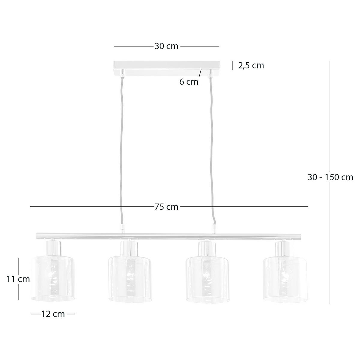 PENDELLEUCHTE - Metall / Glas, 4-flammig - Goldfarben, Glas (12/75/150cm) - home24