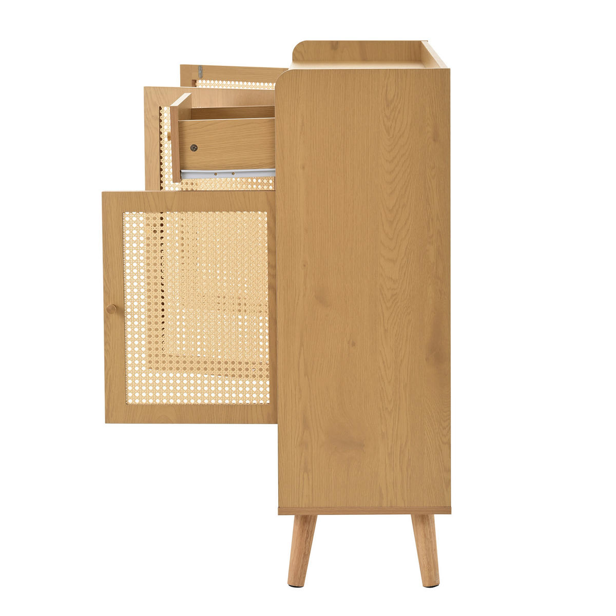 SCHUHSCHRANK aus Spanplatte 120x35x106cm in Natural mit 3 Türen & Schublade - Naturfarben, Holzwerkstoff (35/106/120cm) - Modfu