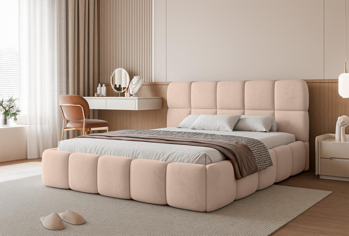 POLSTERBETT Mostar 160x200 cm, Lachs - Hellrosa, Textil (160/200cm) - Fedve