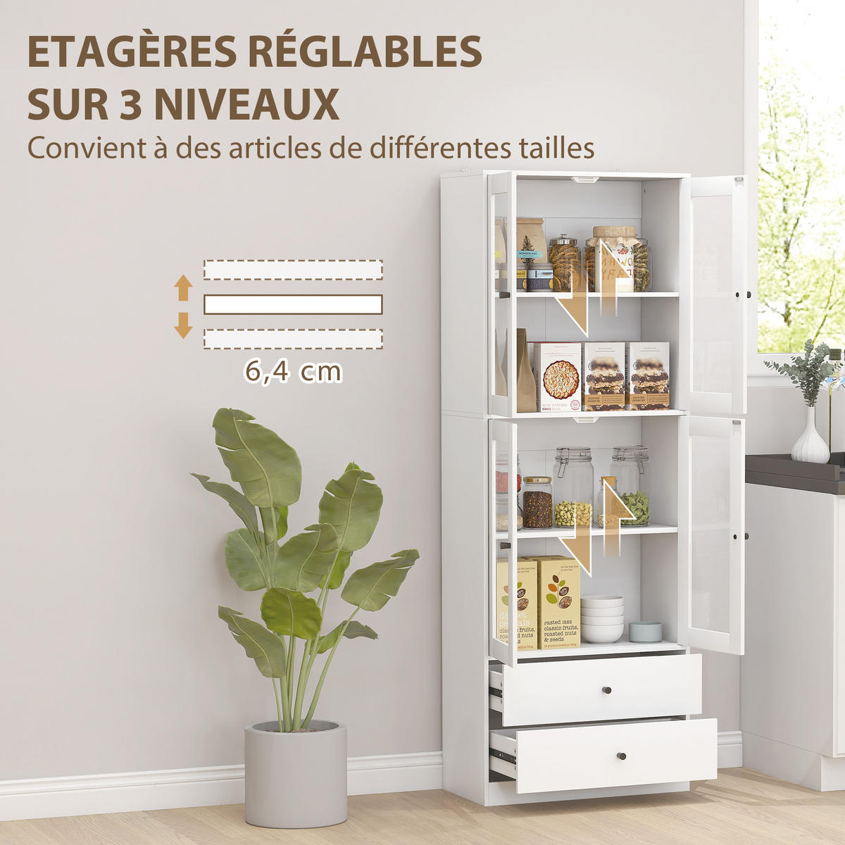 HIGHBOARD DE-11161 Glastüren Weiß Hochglanz - Weiß, Holzwerkstoff (30/170/59cm) - ComfortXL
