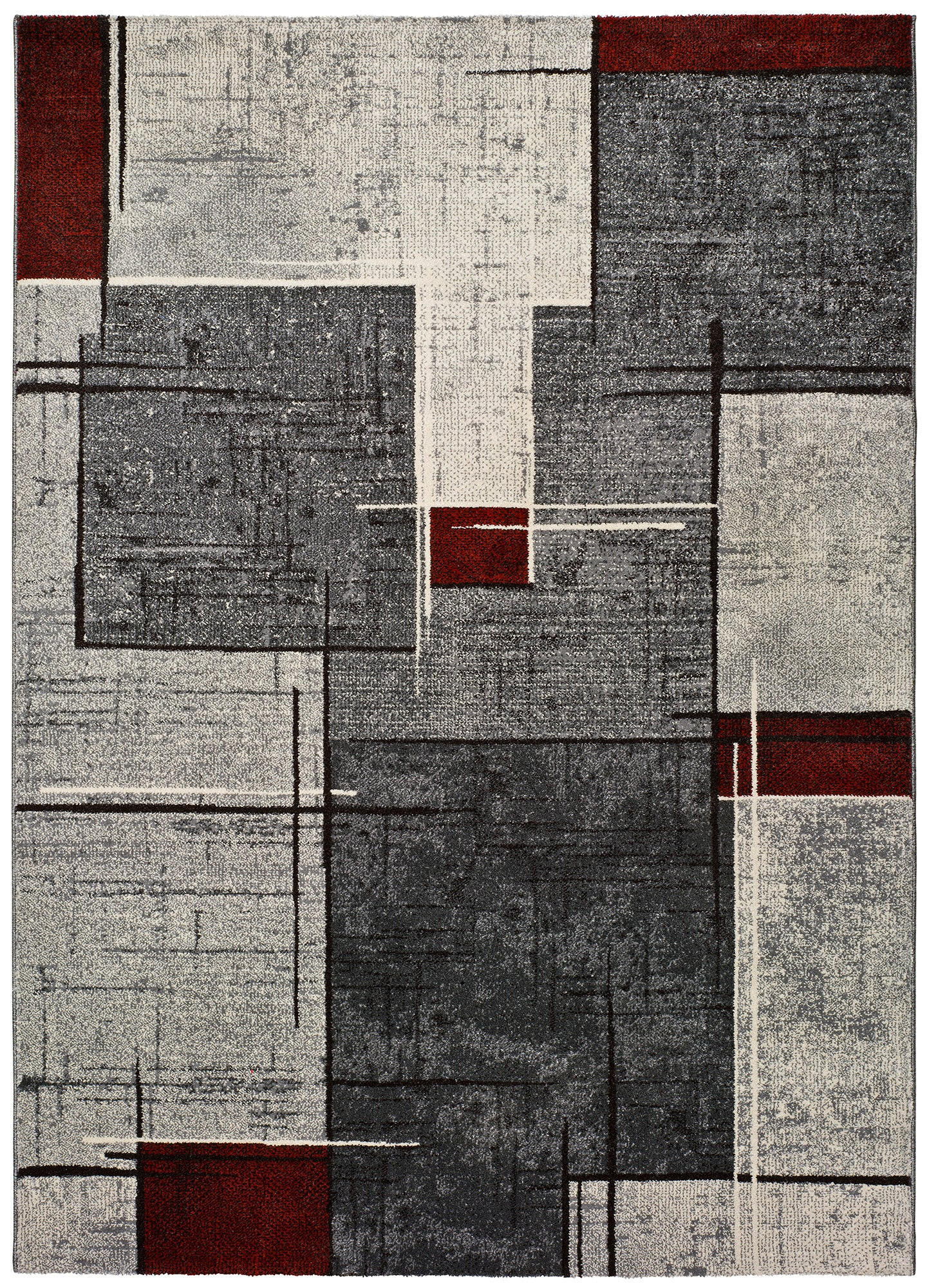 Atticgo Webteppich Grau, Rot 60x120 cm