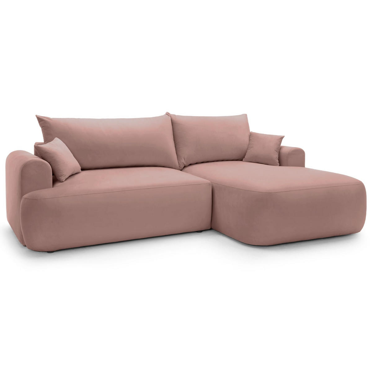 ECKSOFA Ovo Hellrosa mit wasserabweisendem Samtbezug - Hellrosa/Schwarz, Kunststoff/Textil (260/165cm) - Selsey