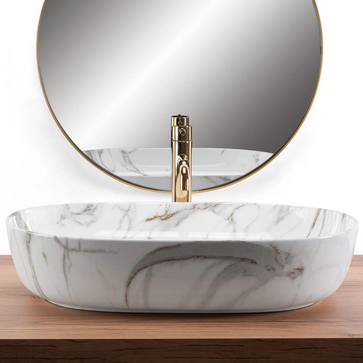 AUFSATZWASCHBECKEN Rea Cleo 61 Shiny Aiax - Weiß, Keramik (41/14/60.5cm) - REA
