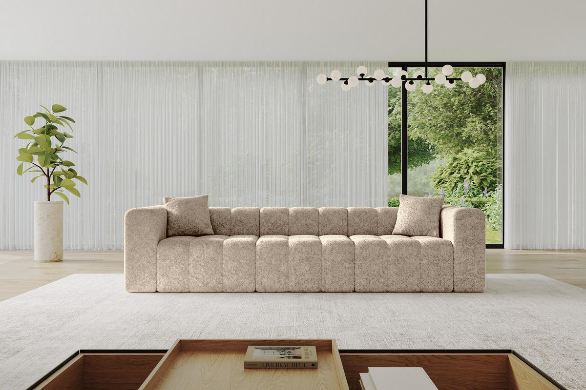 POHOVKA 3-MÍSTNÁ DONY-3 315x90x71 cm Hnědá Žinylka - černá/koňaková, kompozitní dřevo/textil (315/71/90cm) - ALTDECOR