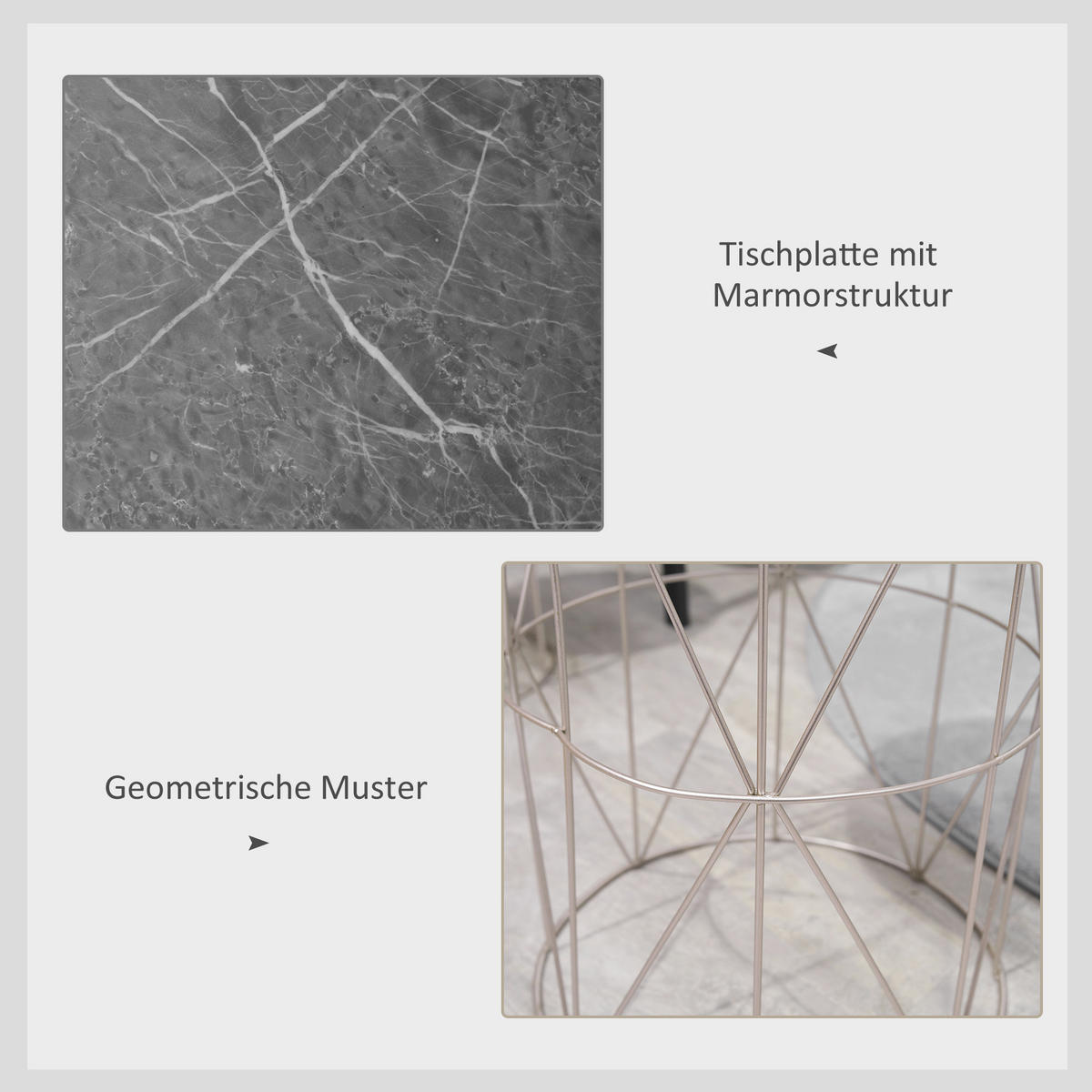 GARTENTISCH, Rose Gold, Metall - Roségold, Metall (38/38/52.5cm) - Outsunny