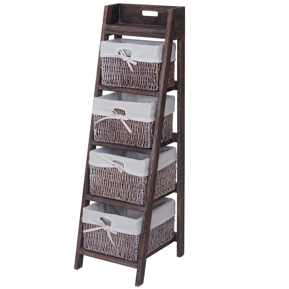 LEITERREGAL FRANCA SHABBY-LOOK 4 KÖRBE Braun - Braun, Holz (30/101/35cm) - MCW