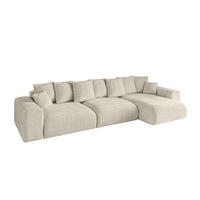 ECKSOFA Ottomane rechts ESKAR-L 364x176x84 Cappuccino Velours - Schwarz/Cappuccino, Holzwerkstoff/Kunststoff (176/364cm) - ALTDECOR