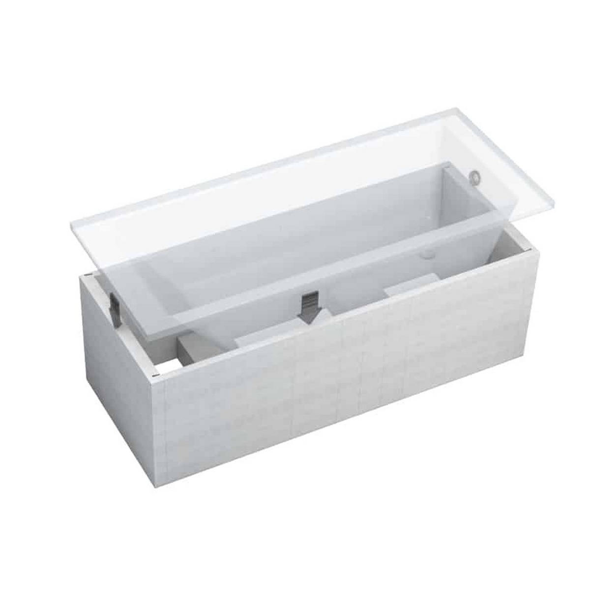 BADEWANNE Rechteck SHEA 140/70 + Träger + Ablage + Kopfstütze Ablauf Füße - Weiß, Kunststoff (70/53.5/140cm) - bad land