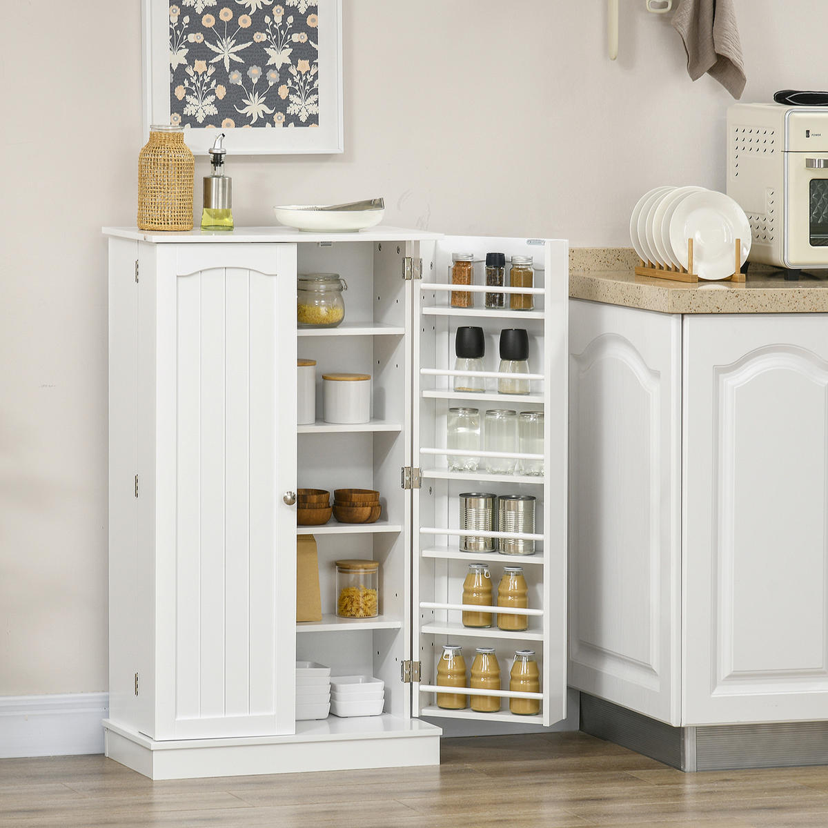 MEHRZWECKSCHRANK DE-11152 5 Böden Weiß - Weiß, Holzwerkstoff (30/104/60cm) - ComfortXL