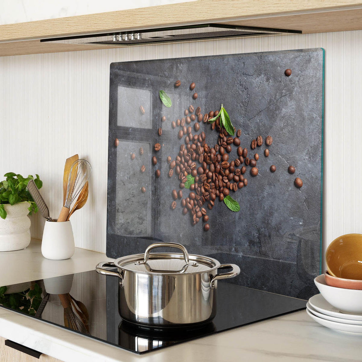GLASPLATTE 60x52 cm Kaffeebohnen - Braun, Glas (60/0.4/52cm) - TULUP