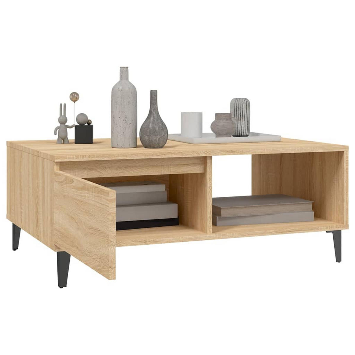 COUCHTISCH Sonoma-Eiche 90x60x35 cm Holzwerkstoff - Hellbraun, Holzwerkstoff (60/90/35cm) - furnicato