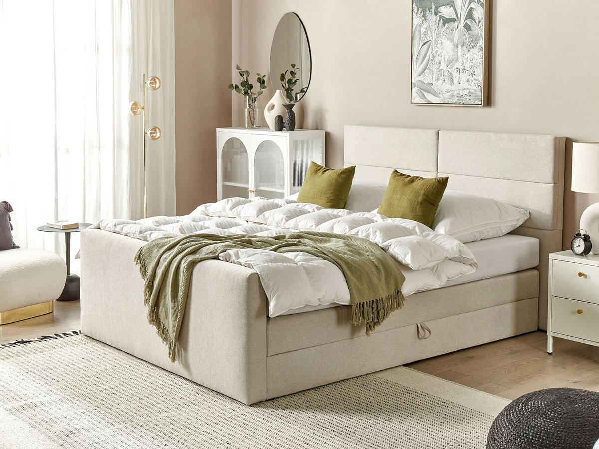 BOXSPRINGBETT 160/200cm Helles Beige Aristocrat - Beige, Textil (160/200cm) - Beliani