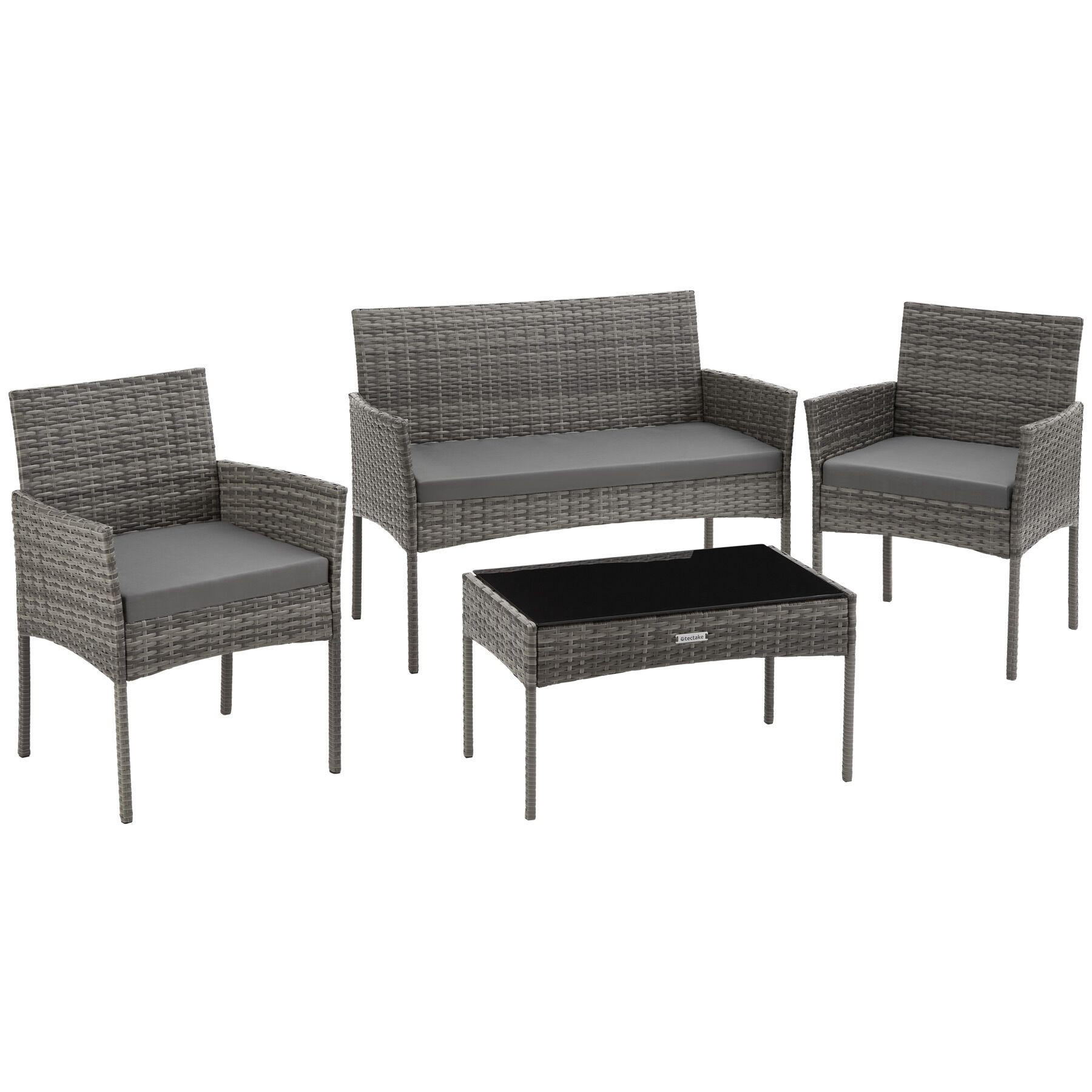 RATTAN GARTENSET Palese,Sofa 250 kg, je Sessel 120 kg,grau - Grau, Kunststoff - tectake