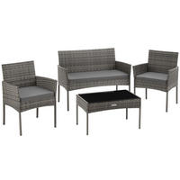 RATTAN GARTENSET Palese,Sofa 250 kg, je Sessel 120 kg,grau - Grau, Kunststoff - tectake