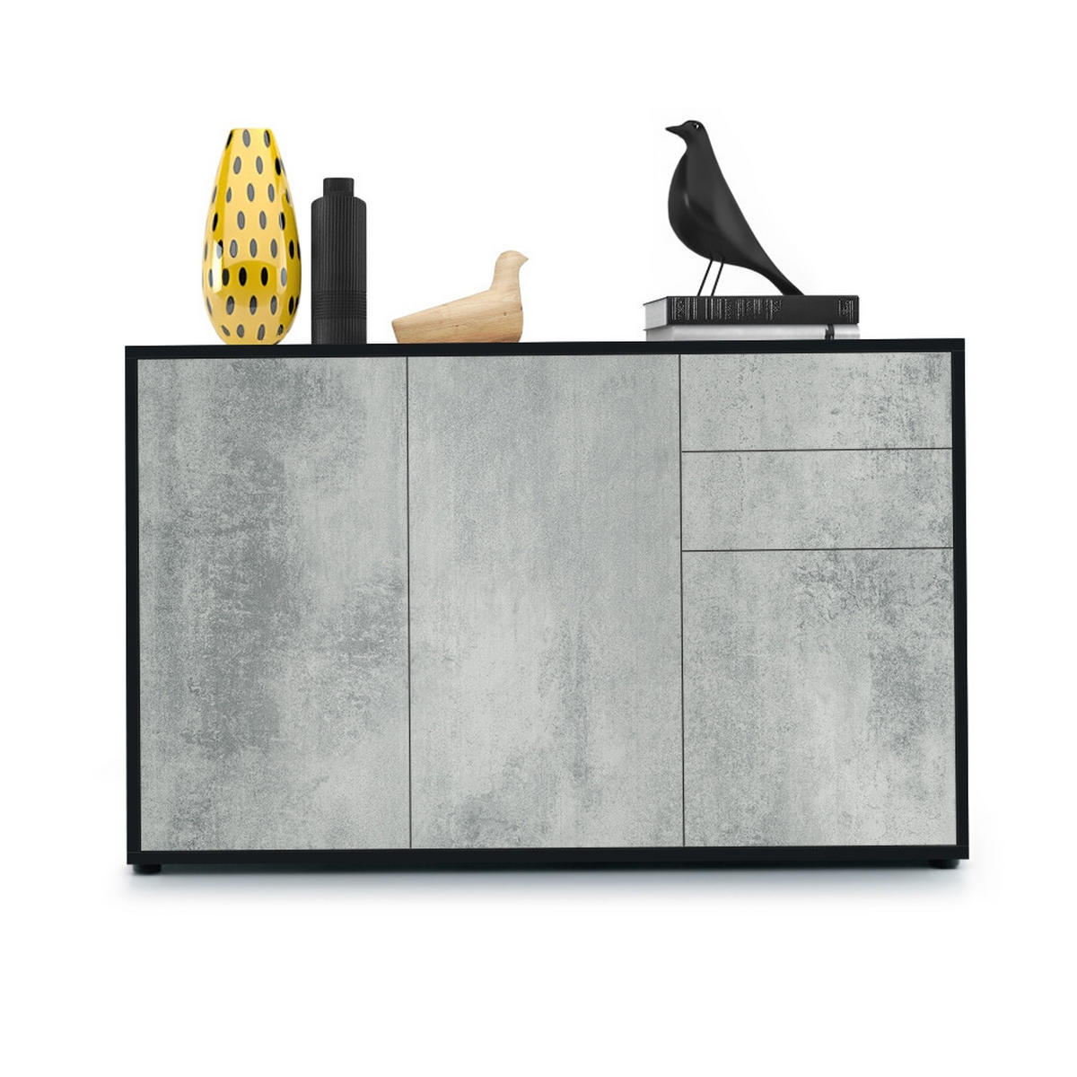 KOMMODE Ben Front in Beton Oxid Optik - Hellgrau, Holzwerkstoff (117/74/36cm) - Vladon