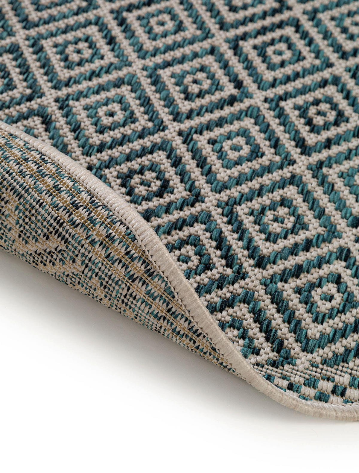 OUTDOORTEPPICH rund Cleo Blau ø 120 cm rund - Blau, Textil (120/120cm) - benuta Nest
