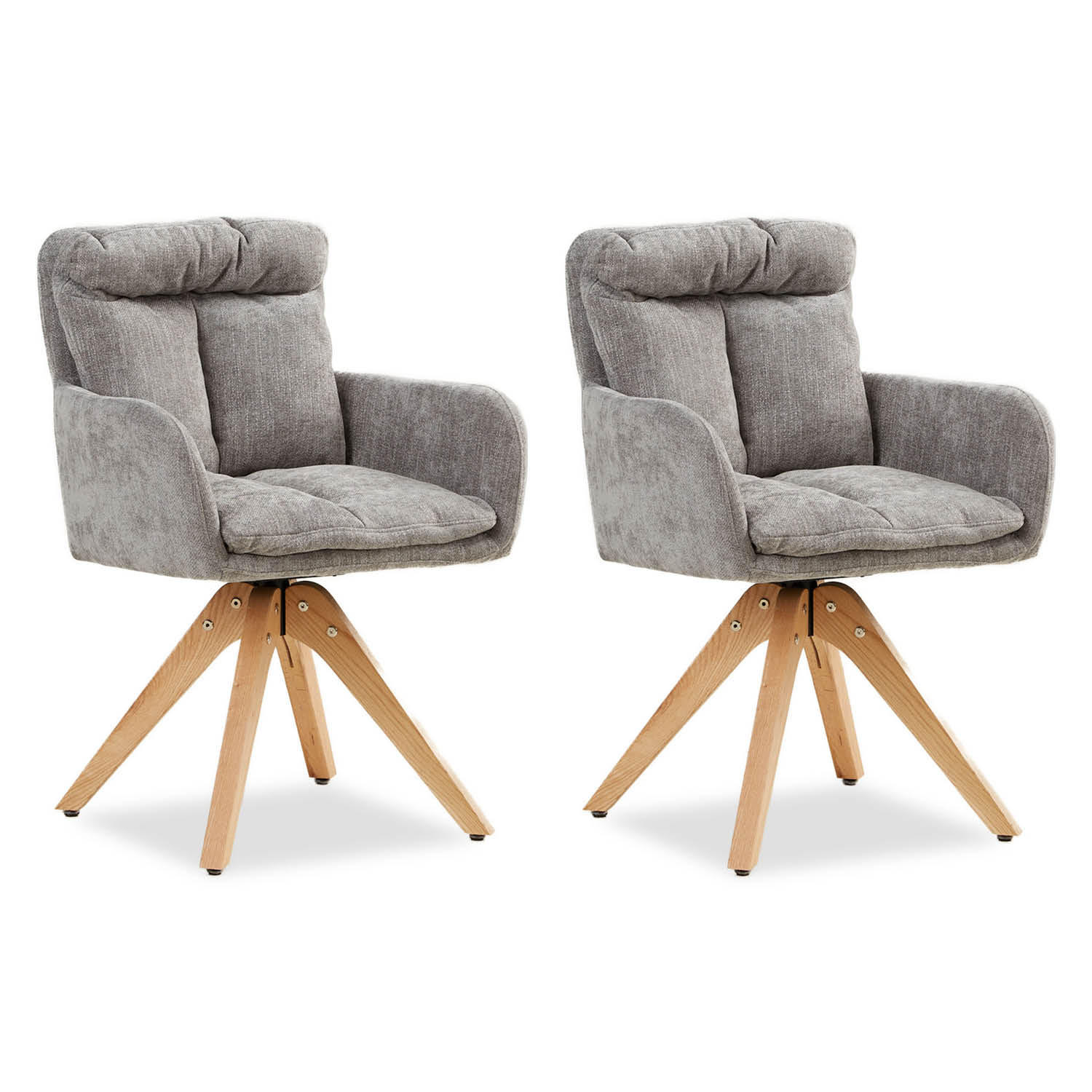 ARMLEHNENSTUHL 2 Stück in Holz Leinen Grau drehbar - Naturfarben/Grau, Textil (59/84/60cm) - Homestyle4u