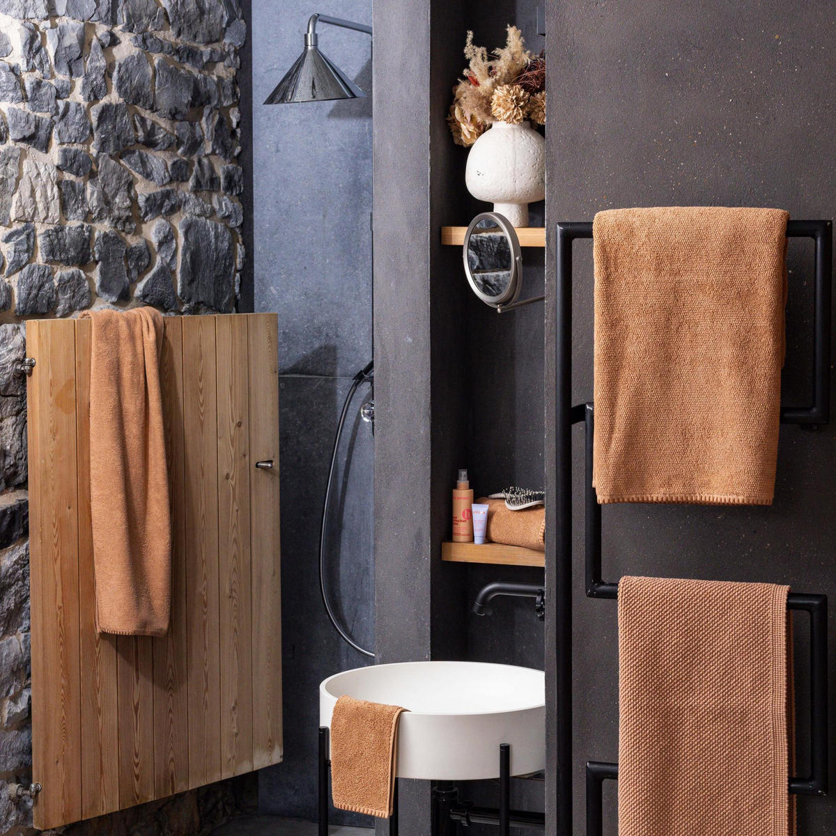 BADETUCH Bora zimt 90 x 150 cm - Braun, Textil (90/150cm) - Vivaraise