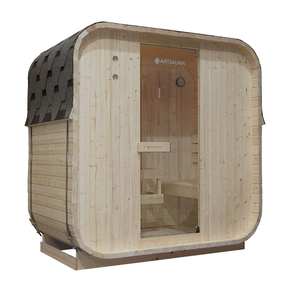 FASSSAUNA Nolvik M inkl. Zubehör-Set - Naturfarben, Holz (185/194/120cm) - Artsauna