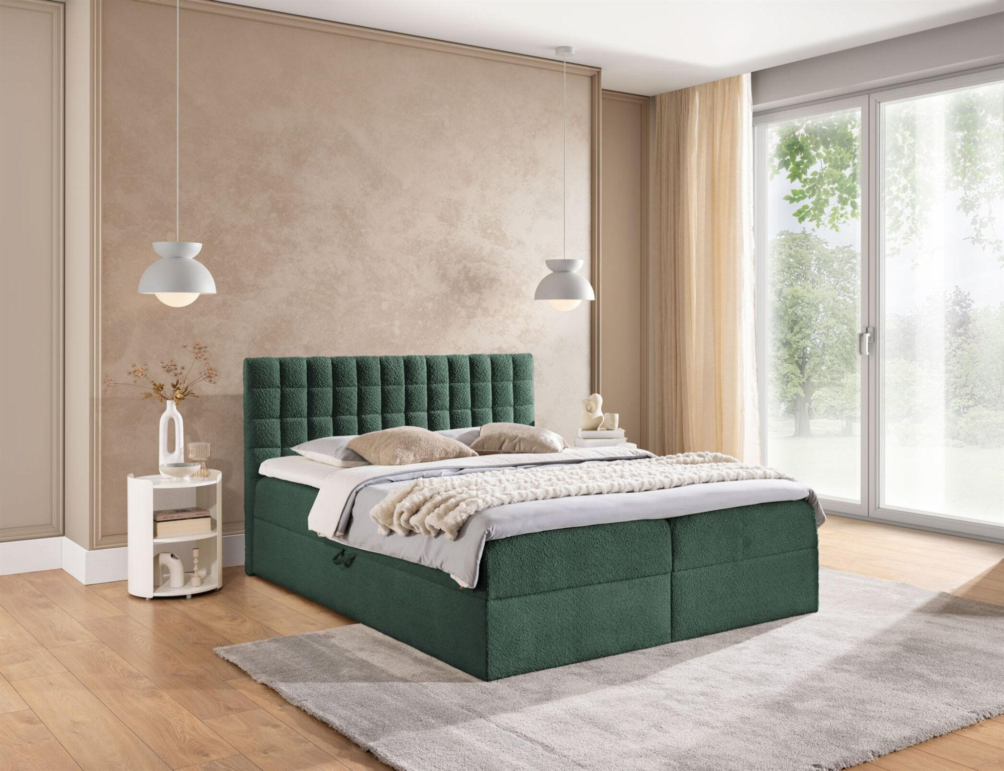 BOXBETT Toribo In überlänge - Grün, Holzwerkstoff/Textil (140/220cm) - Fun Möbel