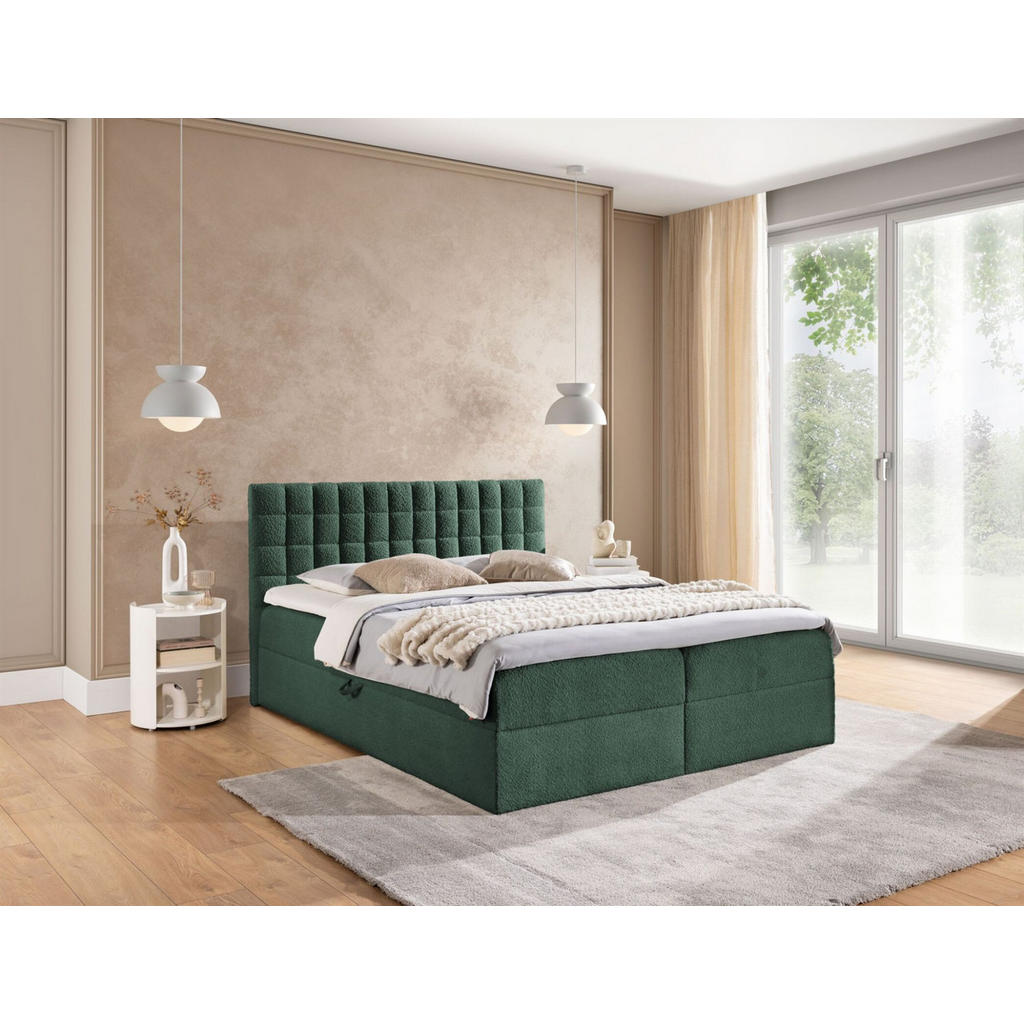 Thumbnail - Fun Möbel Boxbett, Grün, Textil, 180x220 cm, Schlafzimmer, Betten, Boxspringbetten