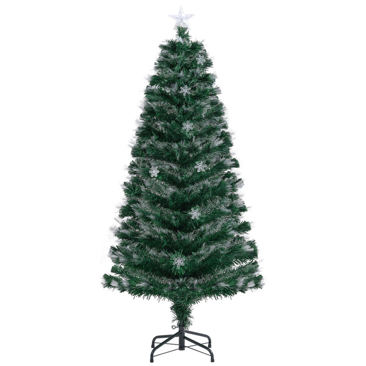 WEIHNACHTSBAUM Tannenform mit 8 Lichtmodi 150 cm warmweiße Glasfaser - Grün, Metall (150cm) - COSTWAY