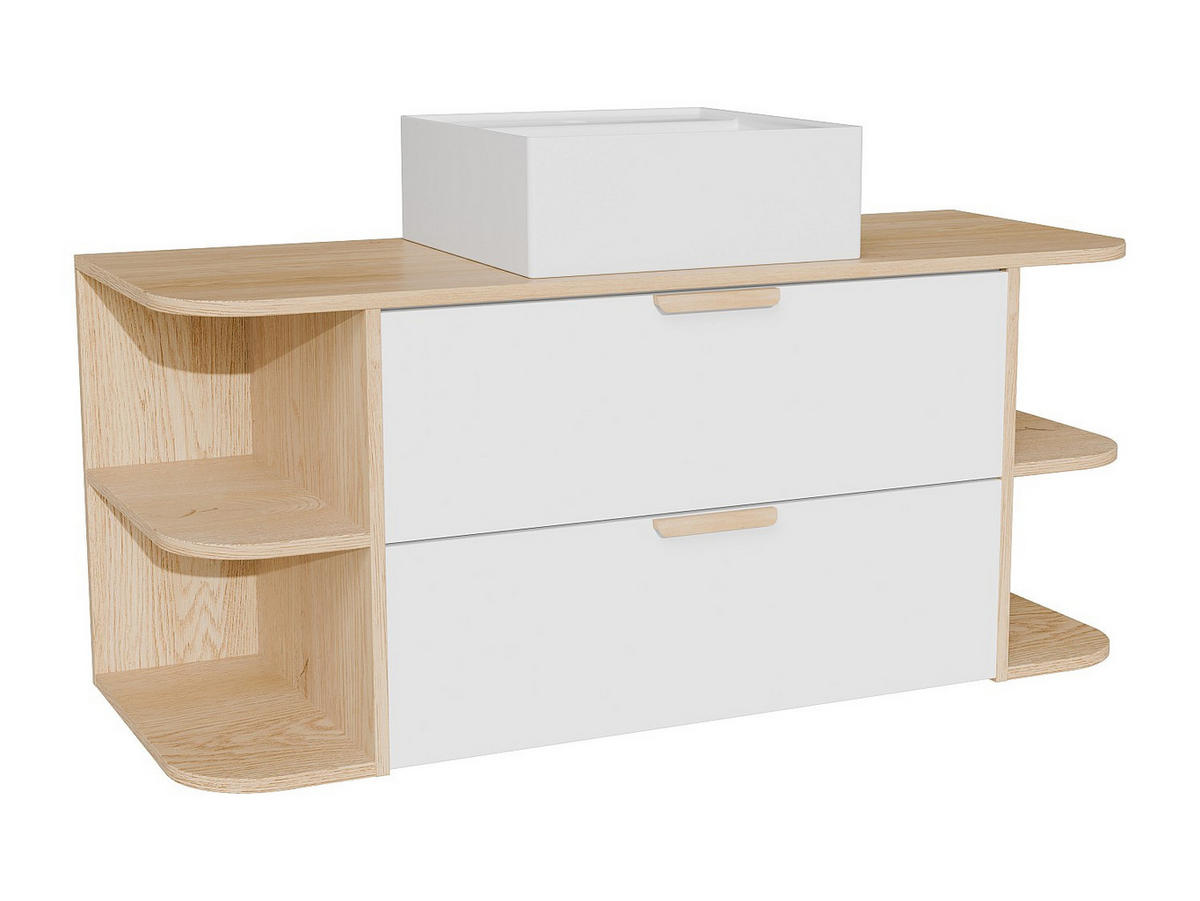 EINZELWASCHTISCH - 120 cm x 46 cm - holz - naturfarben hell, weiß Avoreli - Weiß, Holz (120/50/46cm) - Vente-Unique