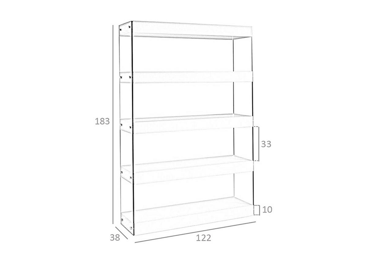 REGAL Glas Walnuss 122/38/183 cm - Transparent/Walnussfarben, Glas/Holz (122/183/38cm) - ANGEL CERDA