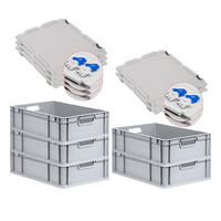 EUROBOX 5x Nextgen Economy Mit Scharnierdeckel Grau/BlauGriffe Offen 34 Liter - Blau, Kunststoff (40/17/60cm) - PROREGAL
