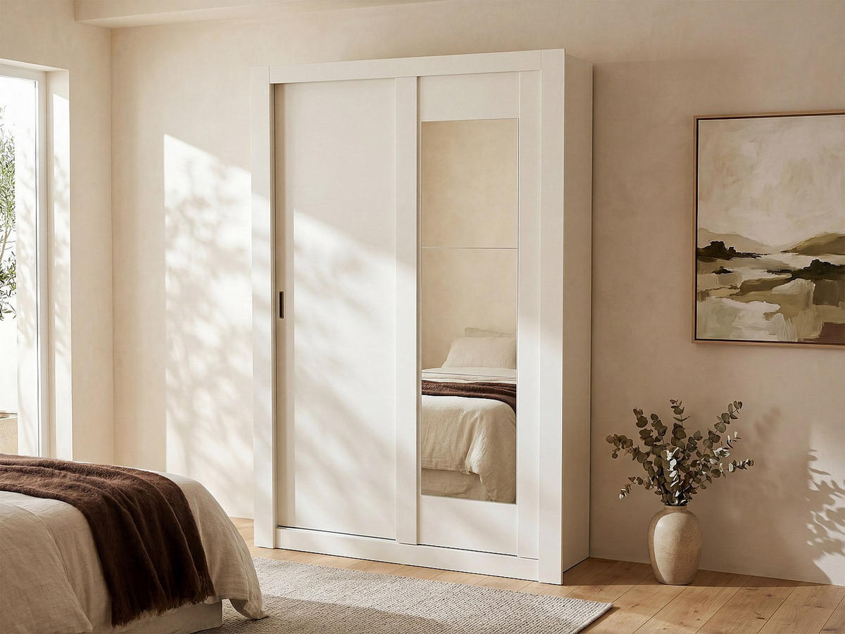KLEIDERSCHRANK - 152.4 cm x 52 cm - Holz, Platte - Weiß - PETTERI - Weiß, Holz (152.4/219/52cm) - Vente-Unique