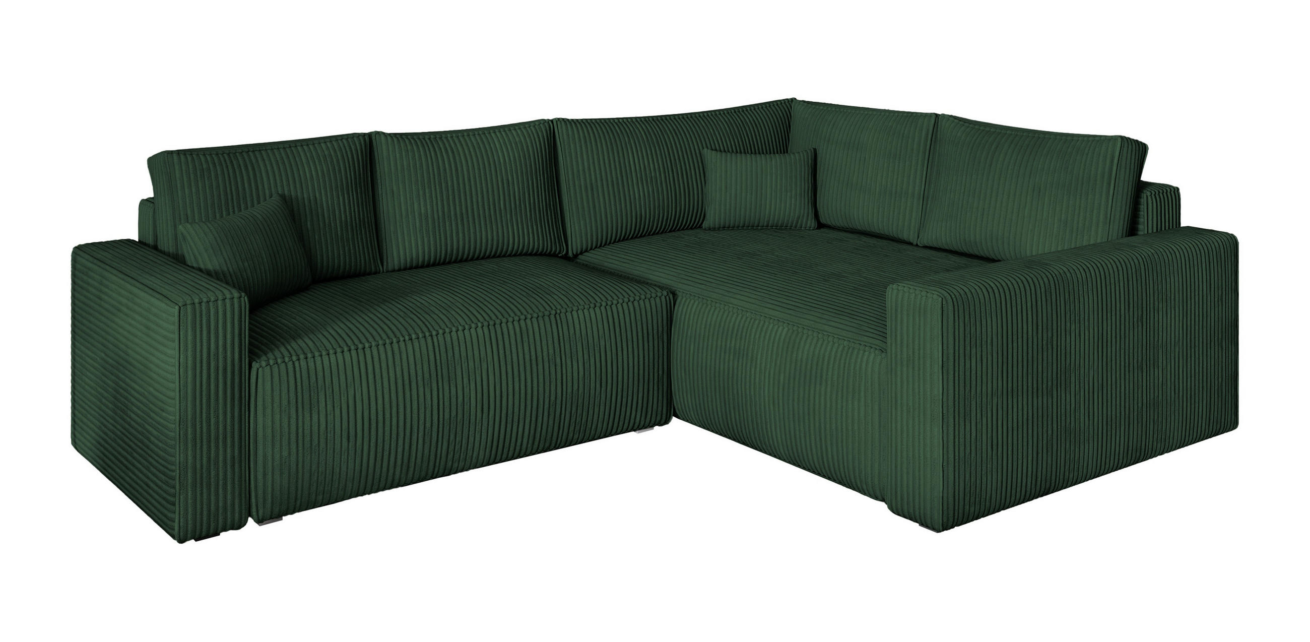 ROHOVÁ SEDAČKA ERONIS zelená barva - šedá/zelená barva, dřevo/textil (265/194cm) - MASSENO