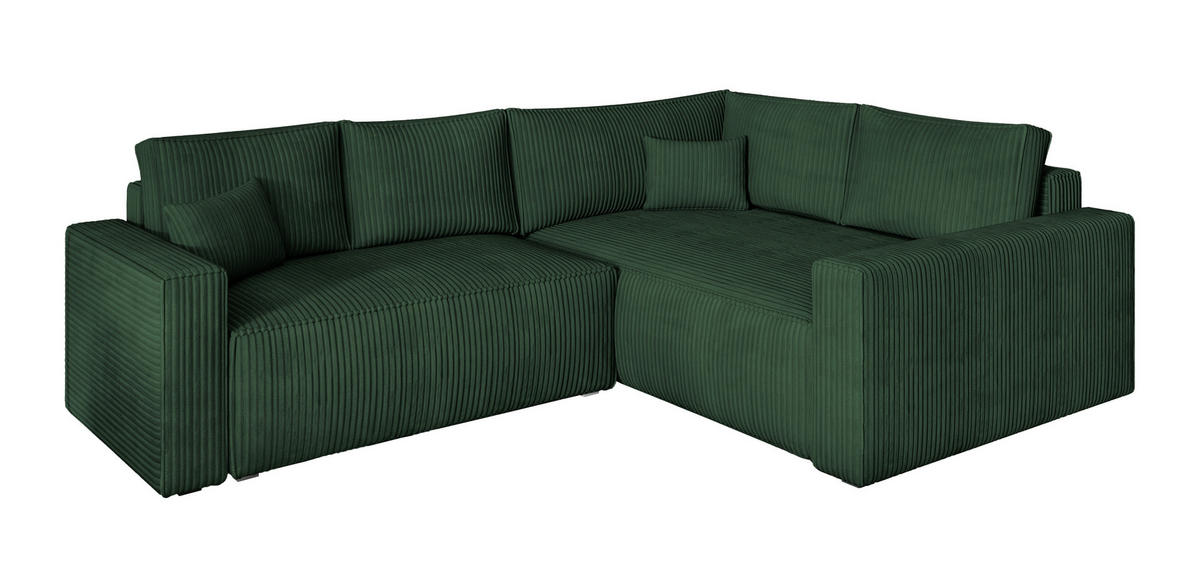 ROHOVÁ SEDAČKA ERONIS zelená barva - šedá/zelená barva, dřevo/textil (265/194cm) - MASSENO