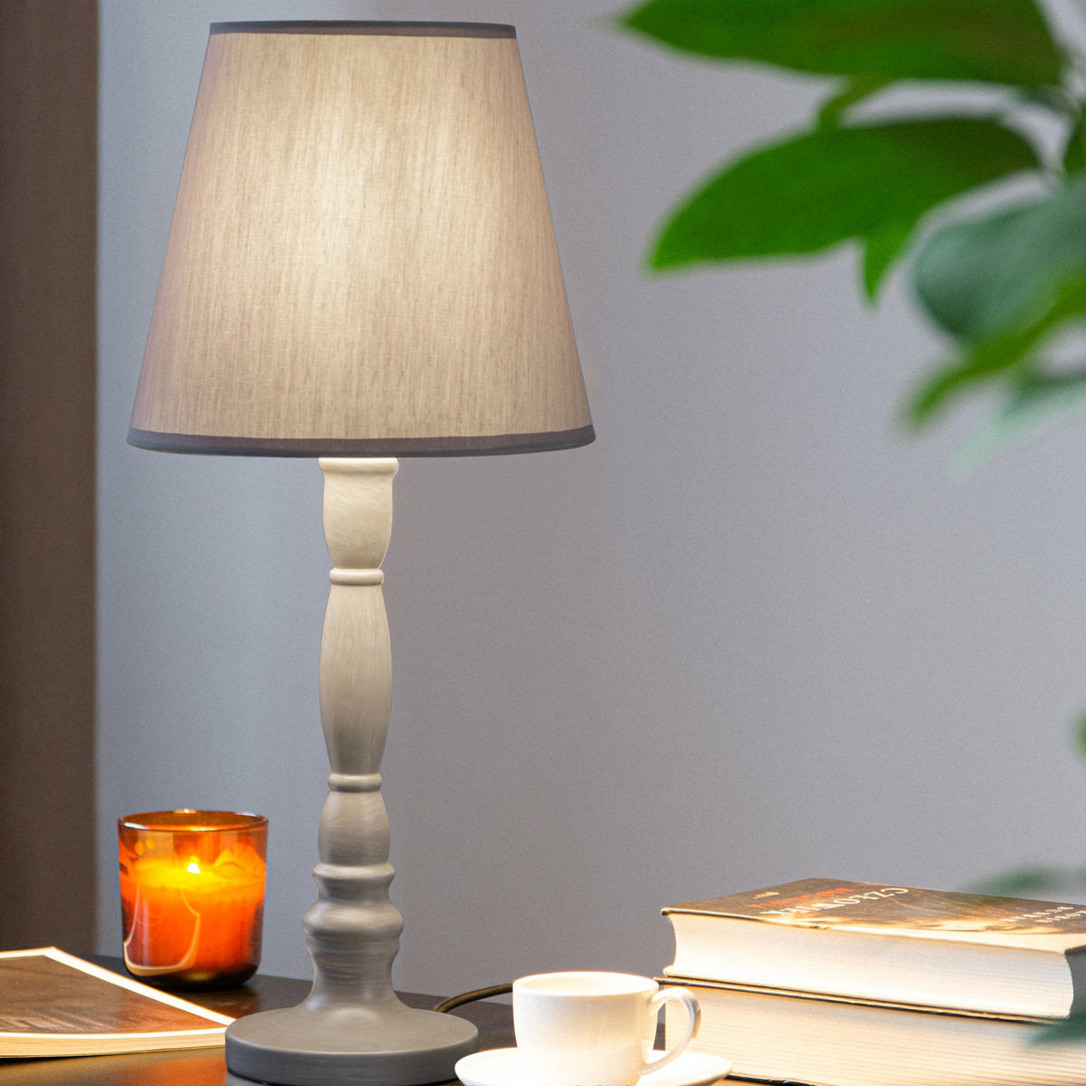 TISCHLAMPE GITTA 2-er Set, Grau - Grau, Keramik/Textil (22/22/51cm) - KONSIMO®