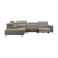 ECKSOFA Linus Echtleder mit 1 x Relaxfunktion Greige - Greige, Leder/Metall (220/262cm)