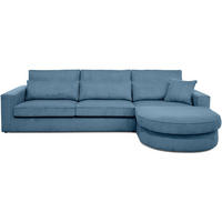 ECKSOFA Pablo ohne Schlaffunktion, mit abgerundeter Ottomane, rechts, Blau - Blau, Textil (319/196cm) - Beautysofa