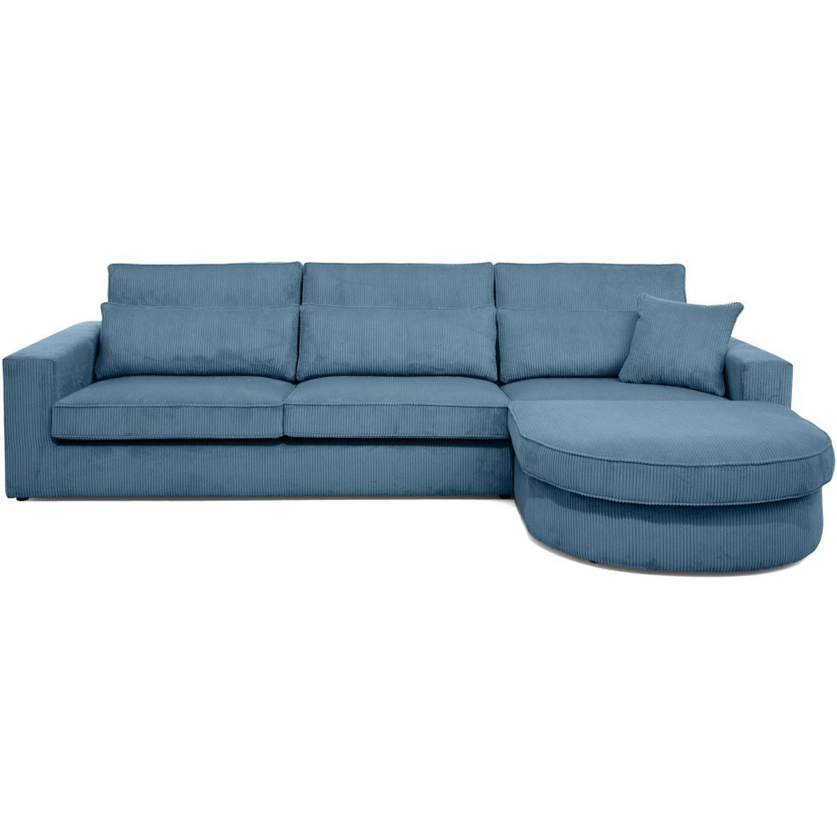 ECKSOFA Pablo ohne Schlaffunktion, mit abgerundeter Ottomane, rechts, Blau - Blau, Textil (319/196cm) - Beautysofa