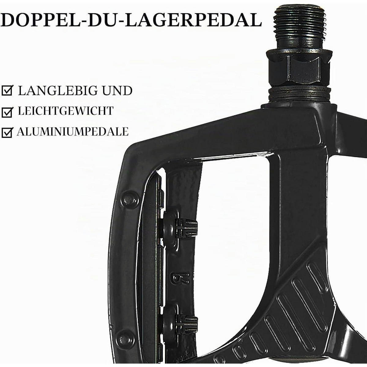 FAHRRADPEDALE 9/16" MTB Plattformpedale mit 3 gedichteten Lagern Schwarz - Schwarz, Metall (9.7/1.5/10cm)