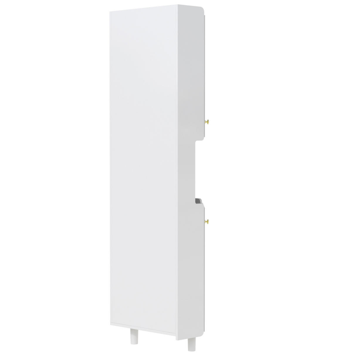 LED-ECKSPEICHERSCHRANK 63.5x17x157.5 cm Weiß aus Spanplatte mit App-LED & 3-Zonen-Storage - Weiß, Holzwerkstoff (63.5/157.5/17cm) - Modfu