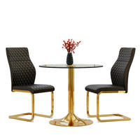 ESSGRUPPE DE-39470 3-teilig, Glastisch und 2 Stühlen mit Rautenmuster Schwarz - Schwarz, Metall (85/75/85cm) - ComfortXL