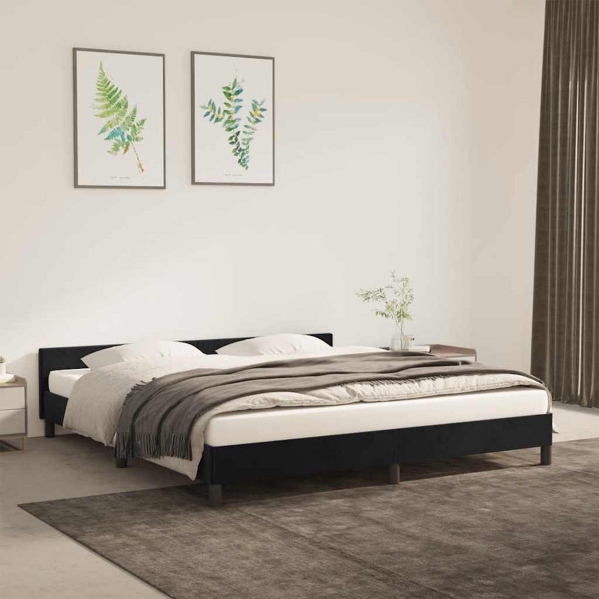 BETTGESTELL Ohne Matratze Schwarz 180/200 Cm Samt - Schwarz, Holz (180/200cm) - vidaXL