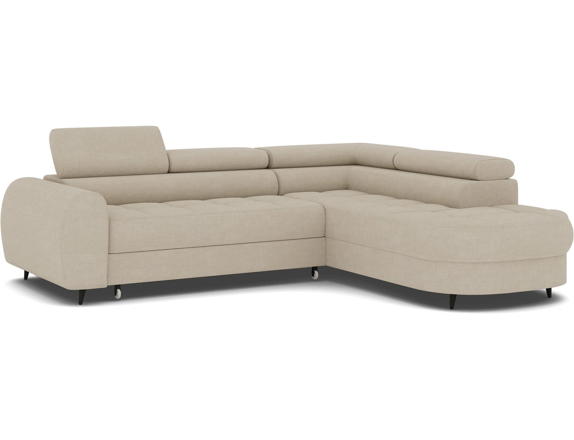 ECKSOFA Vesteria mit Schlaffunktion und Bettkasten – Modernes Design, verstellbare Kopfstützen und hoher Sitzkomfort - Beige, Kunststoff (279/72cm) - Wohnideebilder