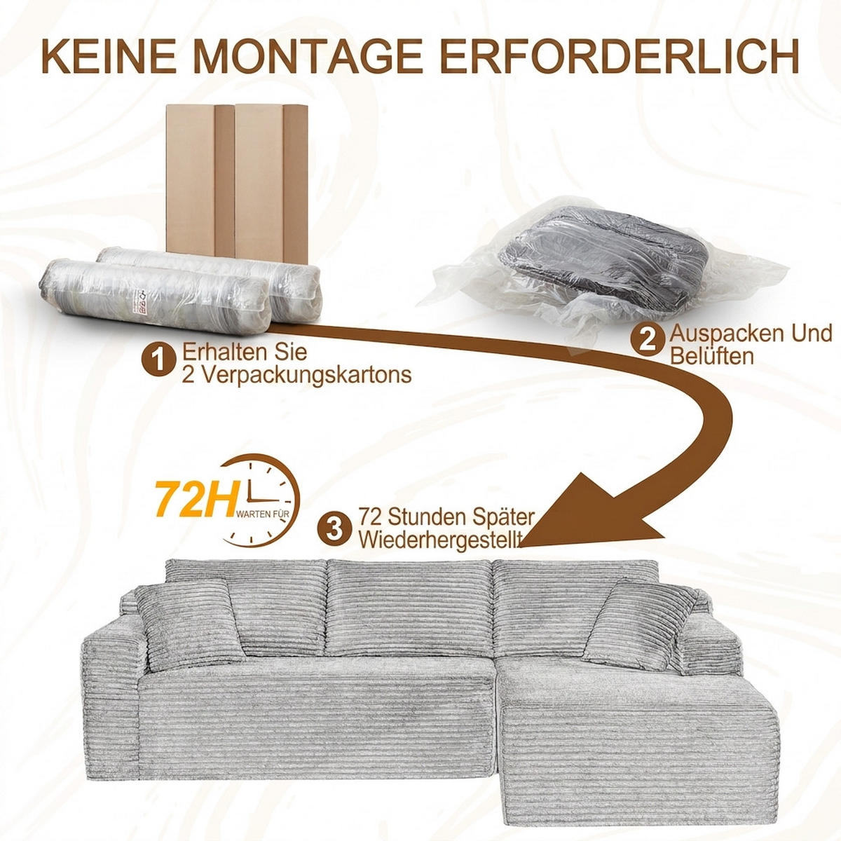 ECKSOFA 252.5/163/65 cm Grün mit Chaiselongue, Rechte Seite - Grün, Textil (252.5/163cm) - Oxeza