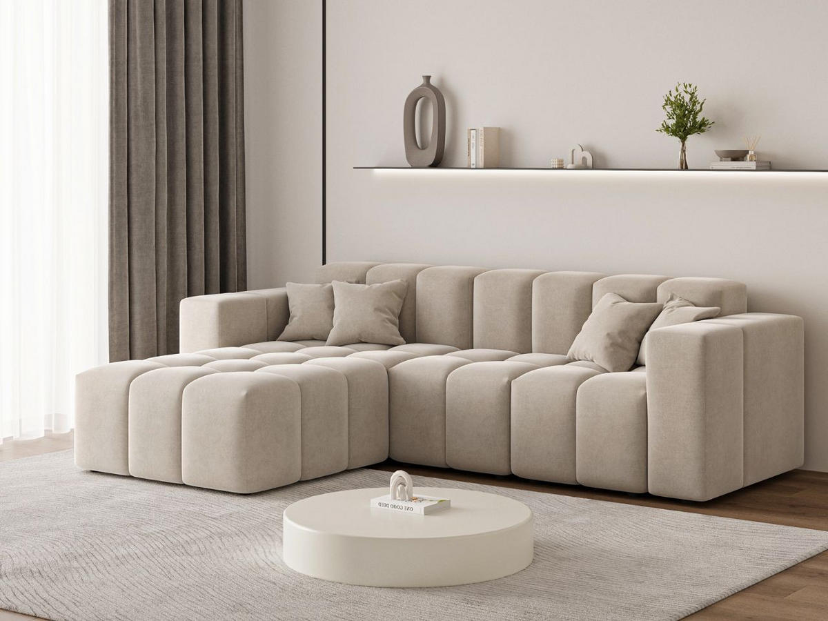 ECKSOFA Loopo Beige Links - Beige, Holz/Textil (265/180cm) - Graingold