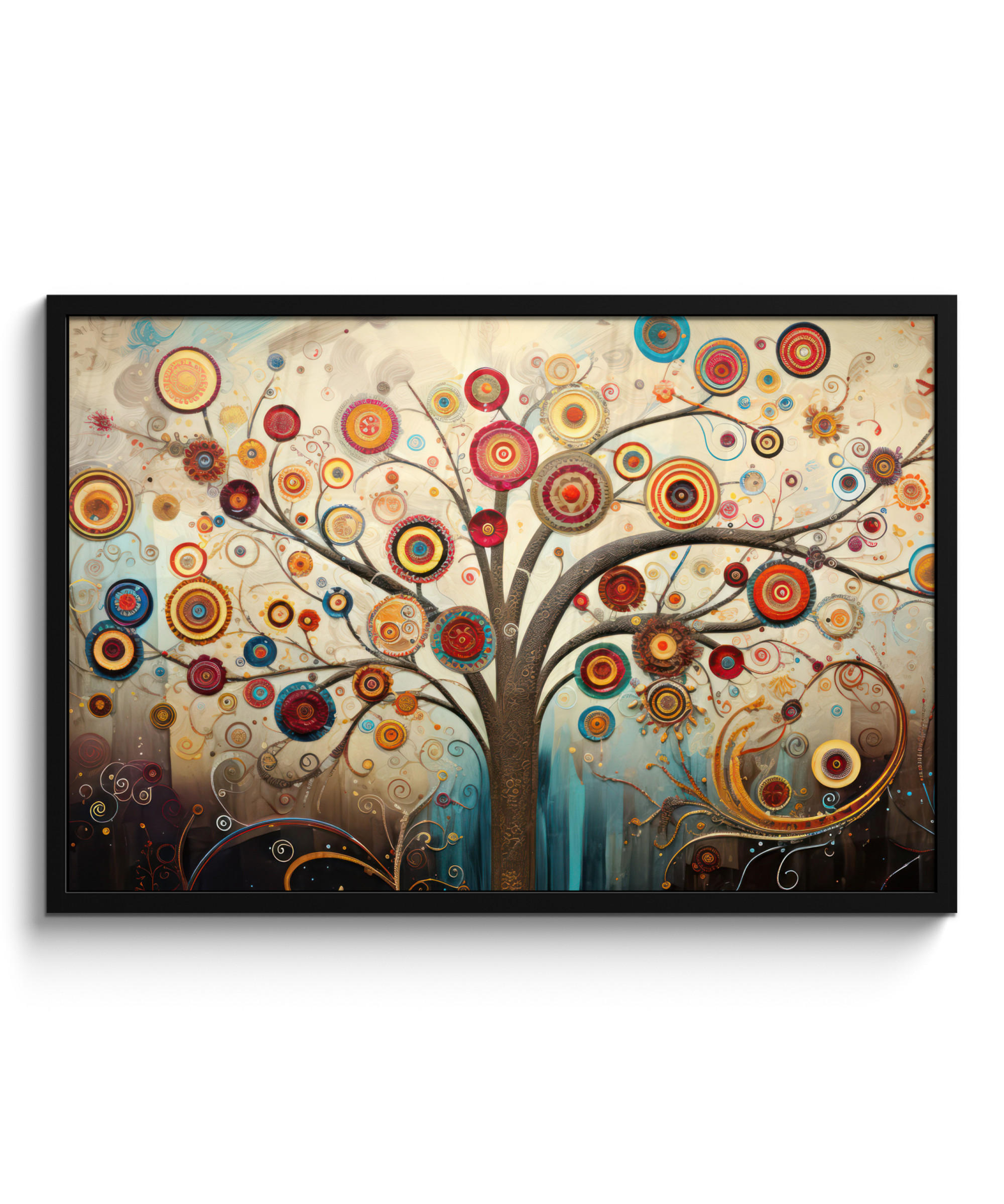 POSTER MIT RAHMENGERAHMTES BILD Baum - Baum des Lebens - Farbe 90x60 cm - Braun, Papier (90/60cm) - MuchoWow