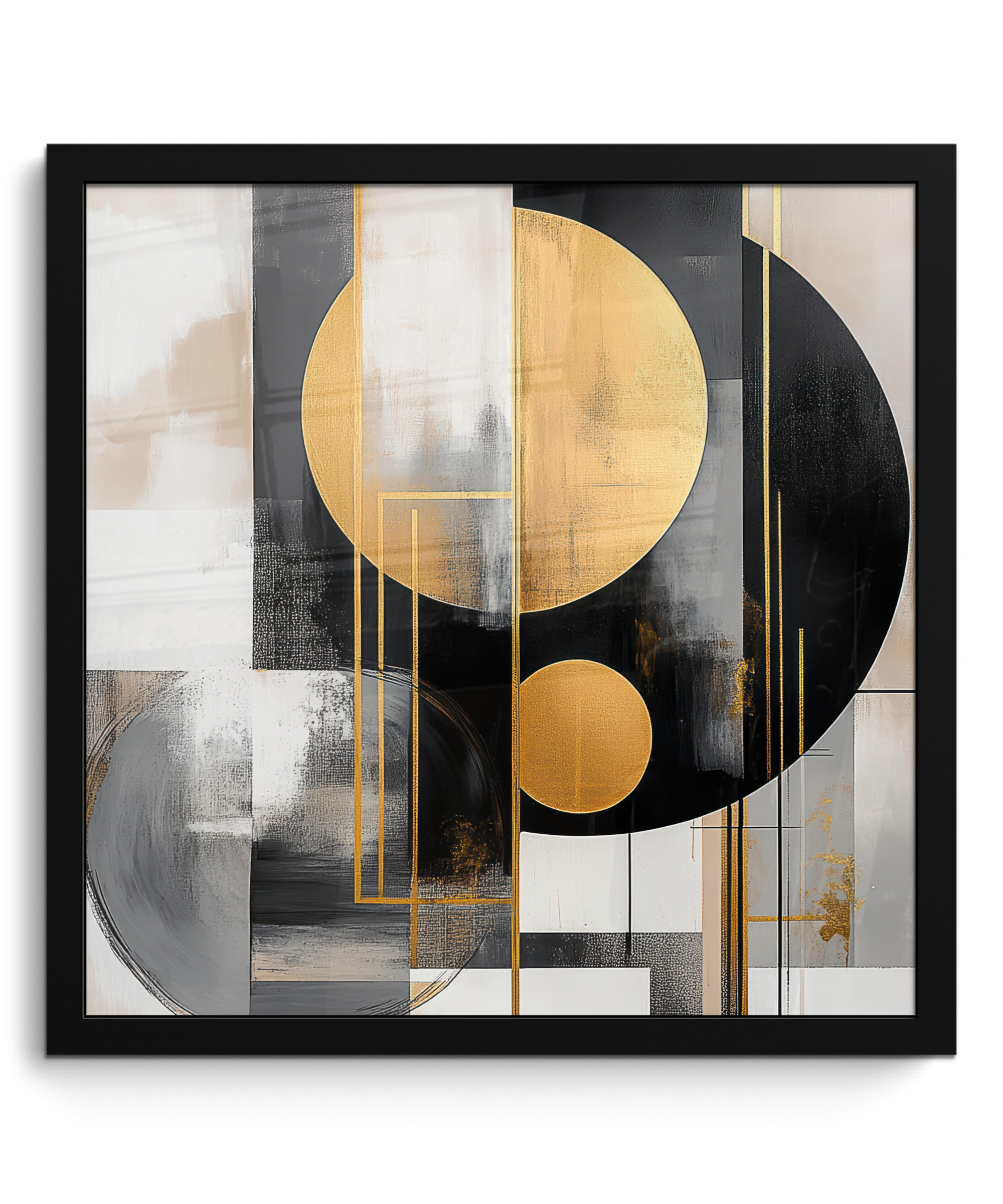 POSTER S OKVIROM Moderno 40x40 cm - zlatne boje, papir (40/40cm) - MuchoWow