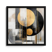 ZARÁMOVANÝ PLAGÁT Abstraktné - Zlato - Striebro - Tvary - Estetické - Moderné 40x40 cm - zlatá, papier (40/40cm) - MuchoWow