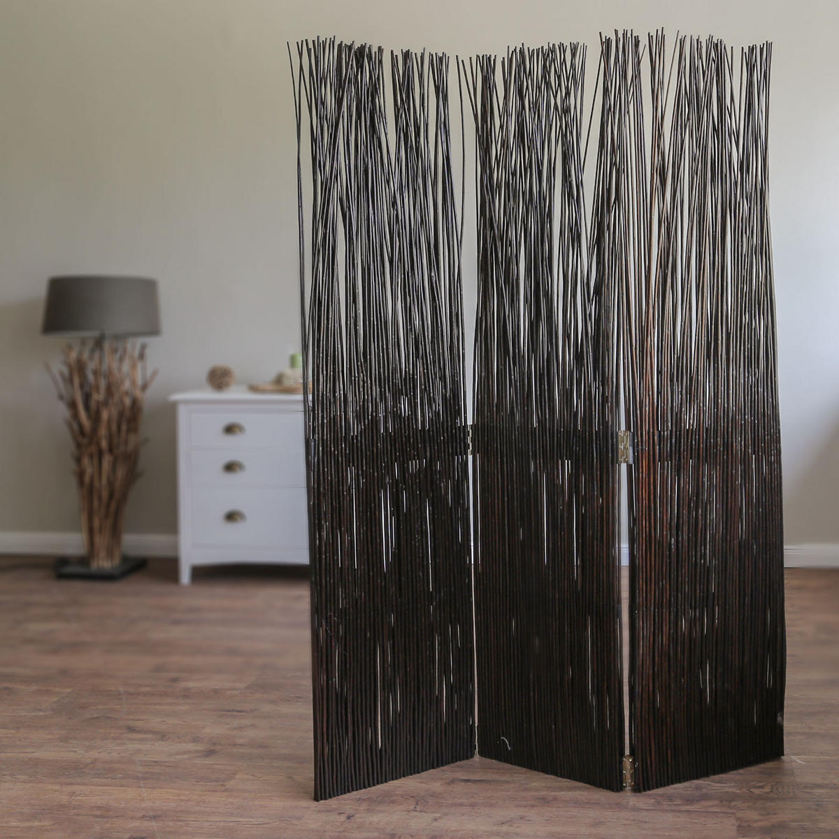 PARAVENT 3-tlg. 120/170 cm Dunkelbraun Weide - Dunkelbraun, Naturmaterialien (120/170/3cm) - Homestyle4u