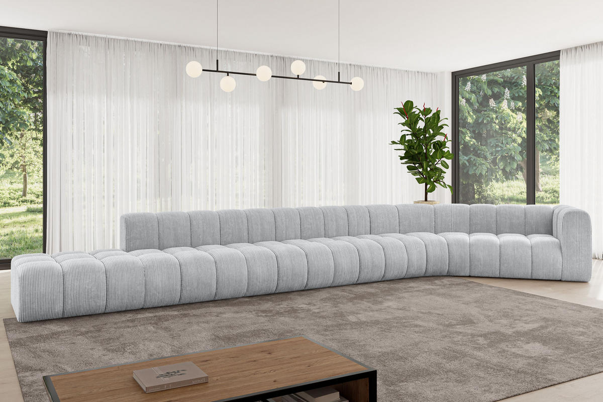 ECKSOFA modulares Sofa Tilmo-L3 - 581x194x70 cm Grau - Grau, Holzwerkstoff/Textil (581/194cm) - ALTDECOR