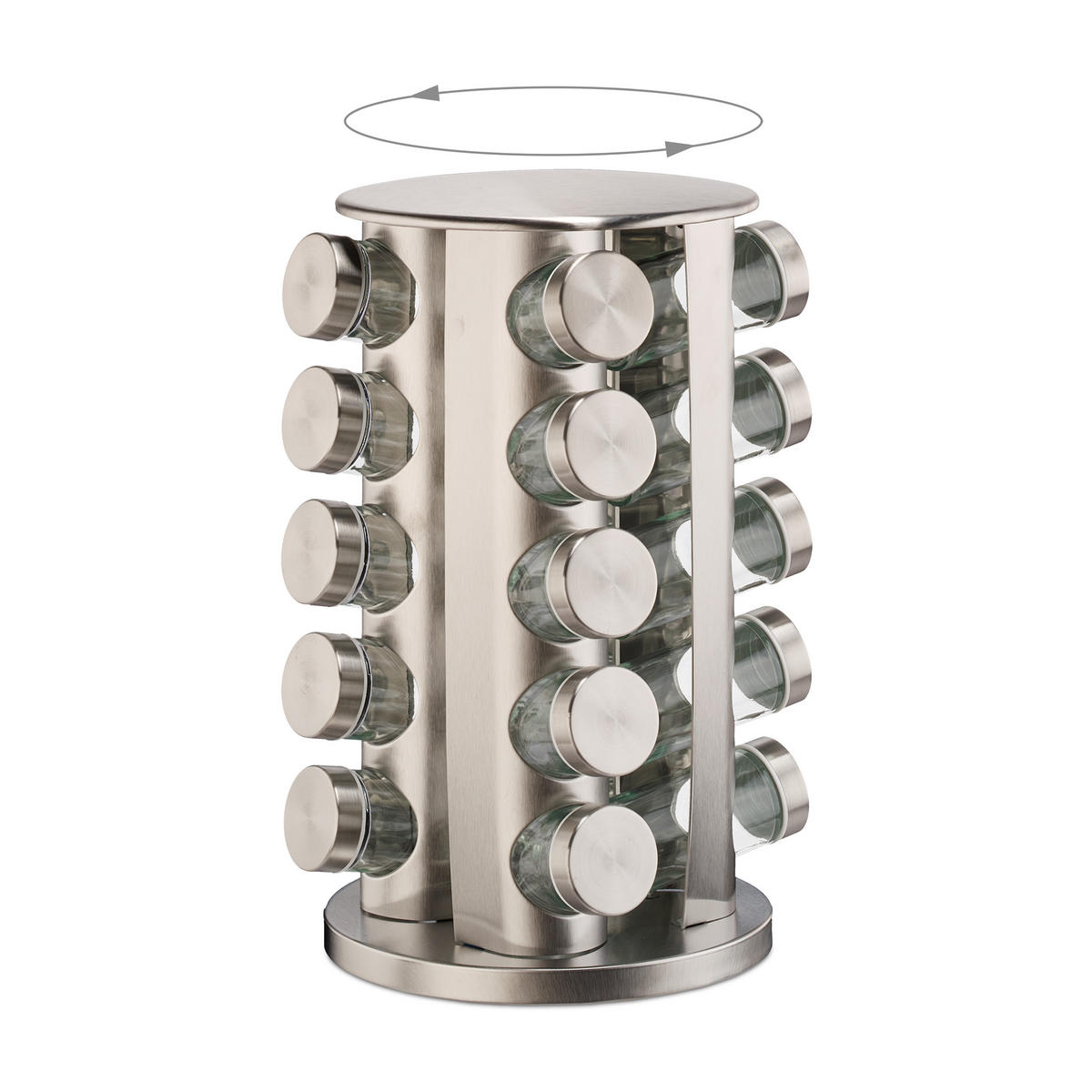 GEWÜRZKARUSSELL - Silberfarben, Glas/Metall (19.5/33.5/19.5cm) - Relaxdays