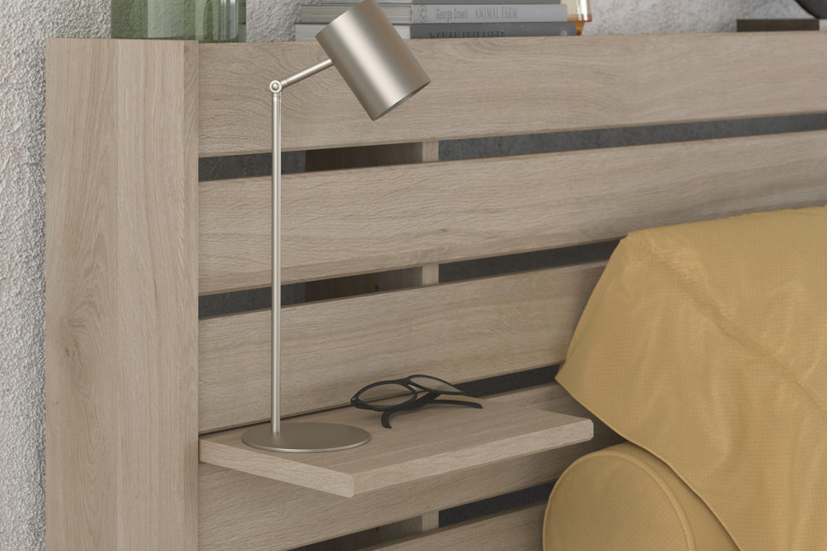 SCHLAFZIMMER komplett Set Stauraumbett 160x200 und Kleiderschrank - Eichefarben, Holz/Holzwerkstoff (160/203/200cm) - Parisot Meuble